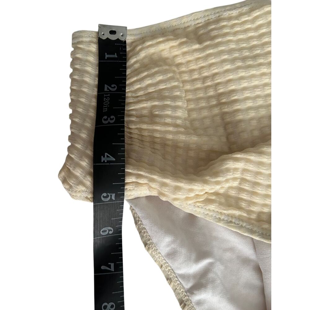 NWOT SweatyRocks Beige 3 Pc Texture Halter Tie Bikini Drawstring Skirt Large - Picture 10 of 11